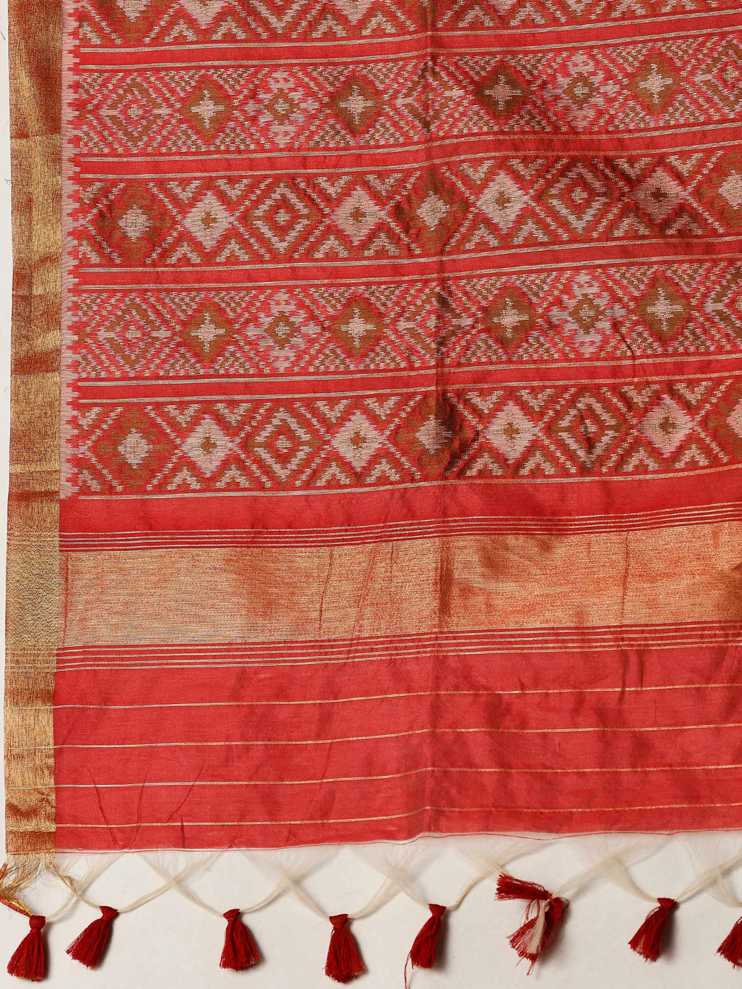 Cream Zari Jaal Tusaar Saree
