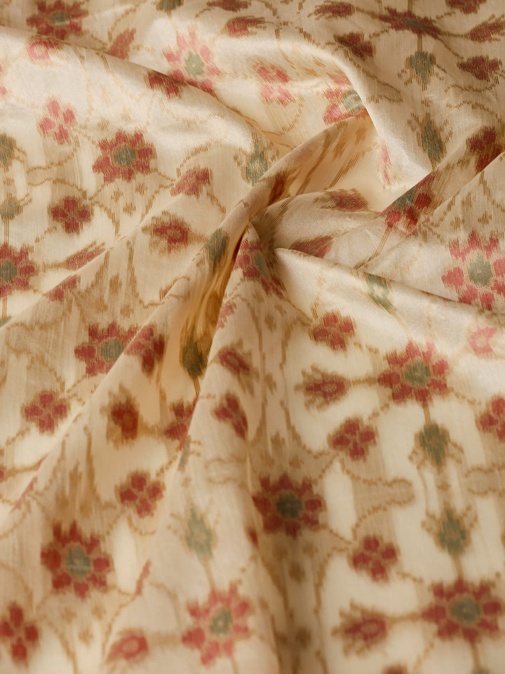 Cream Zari Jaal Tusaar Saree