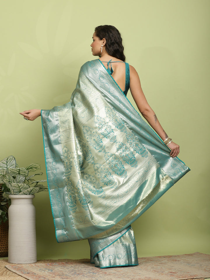 Green Woven Design Art Silk Saree