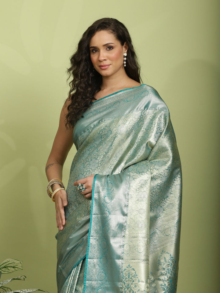 Green Woven Design Art Silk Saree