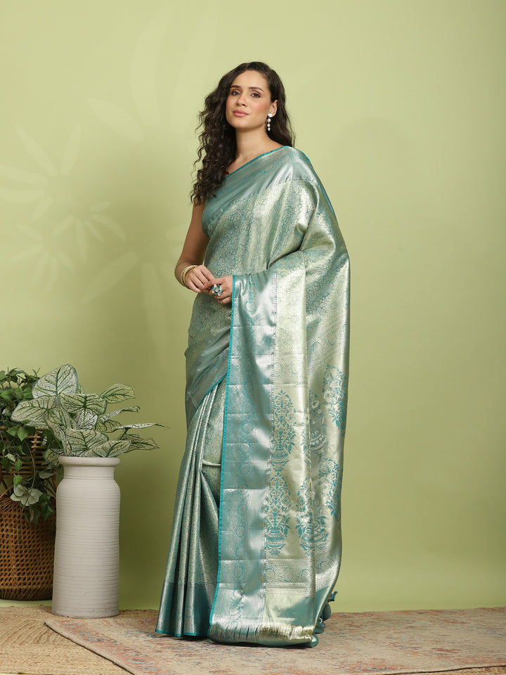 Green Woven Design Art Silk Saree