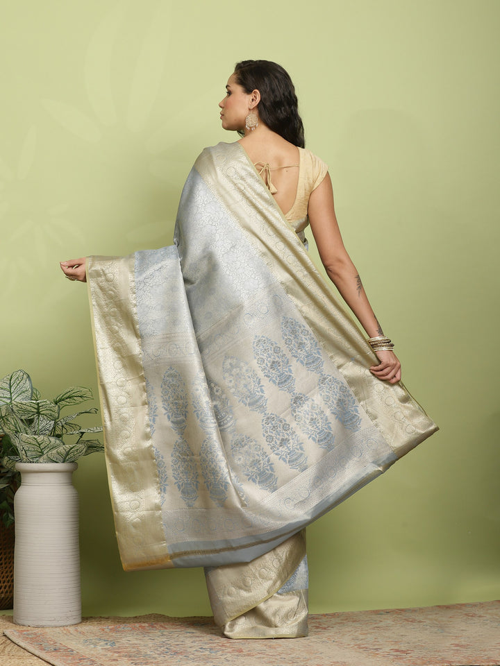 Grey Woven Design Art Silk Saree