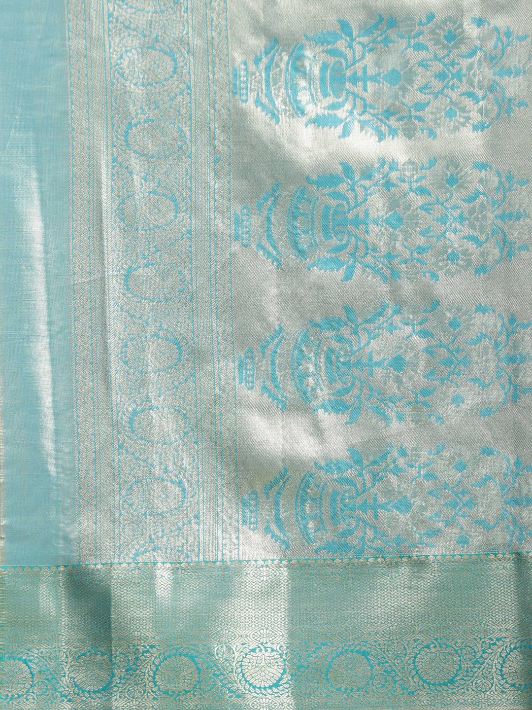 Lake Blue Woven Design Art Silk Saree