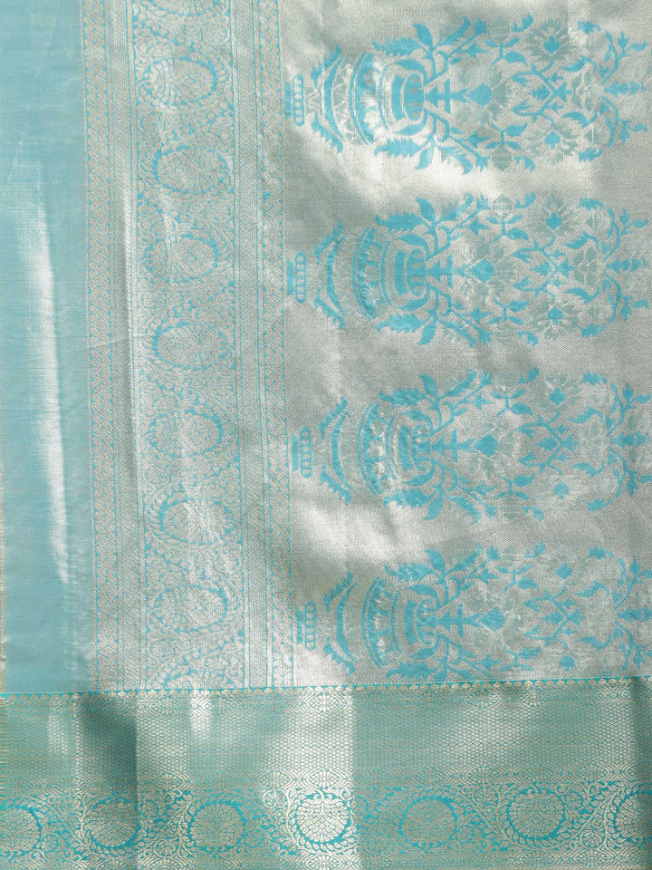 Lake Blue Woven Design Art Silk Saree