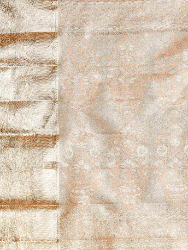 Peach Kalamkari Woven Design Art Silk Saree