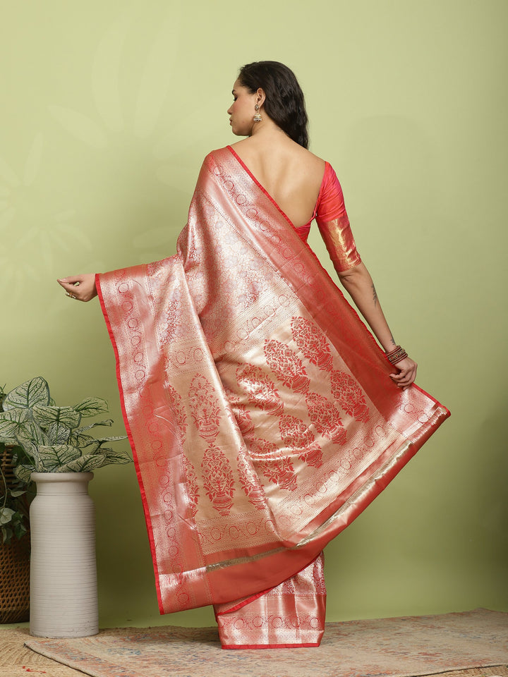 Rust Woven Design Art Silk Saree