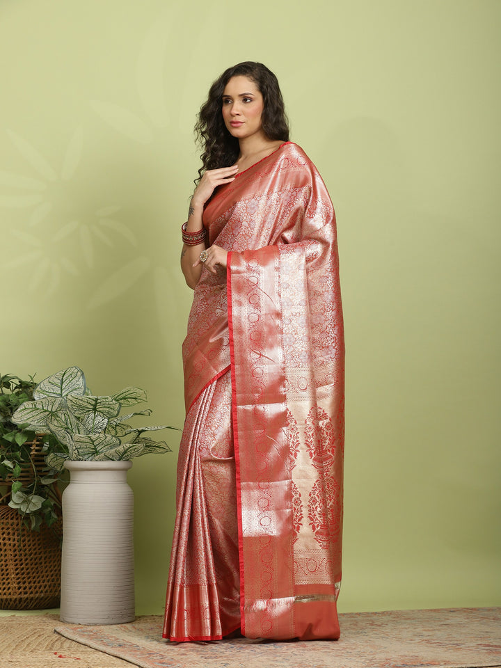 Rust Woven Design Art Silk Saree