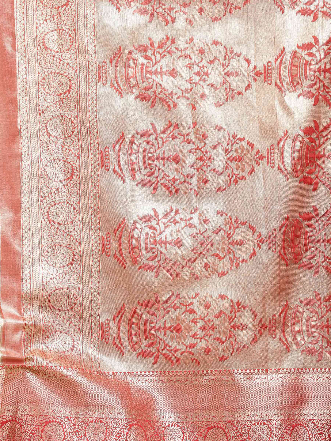 Rust Woven Design Art Silk Saree