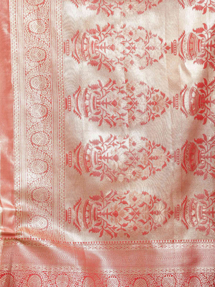 Rust Woven Design Art Silk Saree