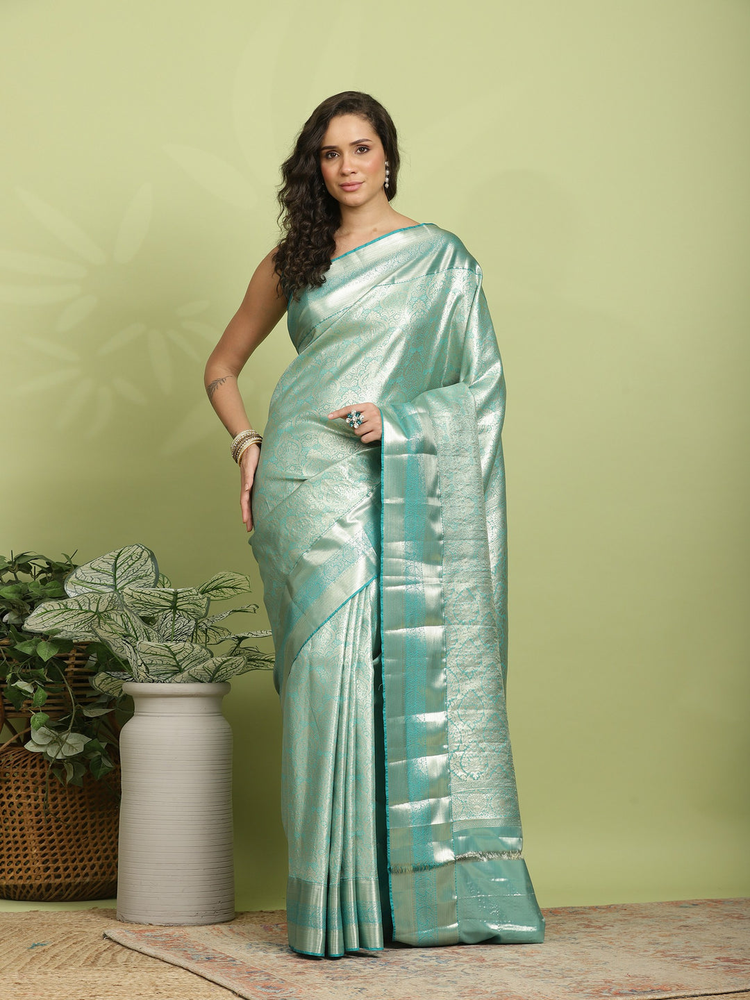 Green Woven Design Art Silk Saree