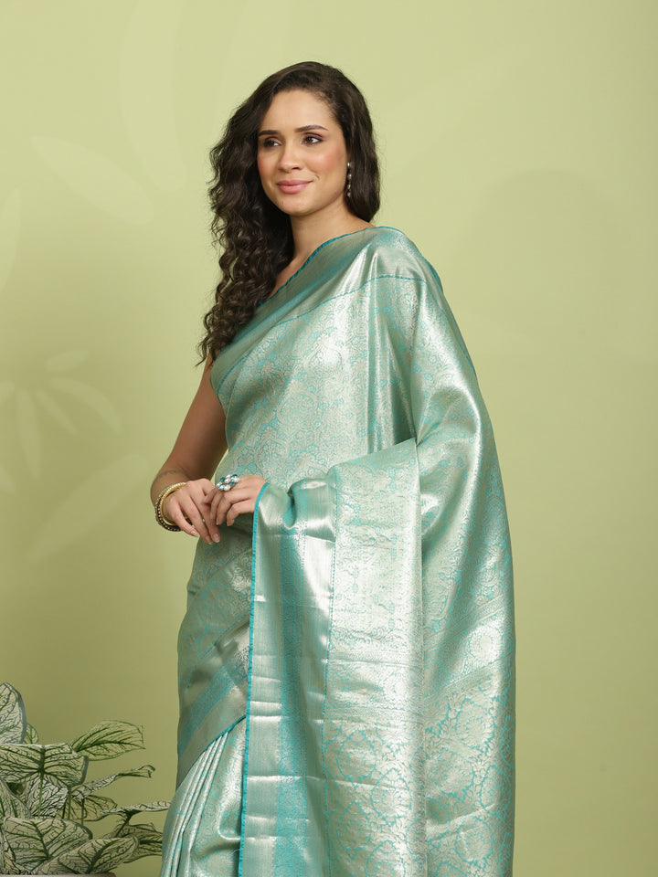 Green Woven Design Art Silk Saree