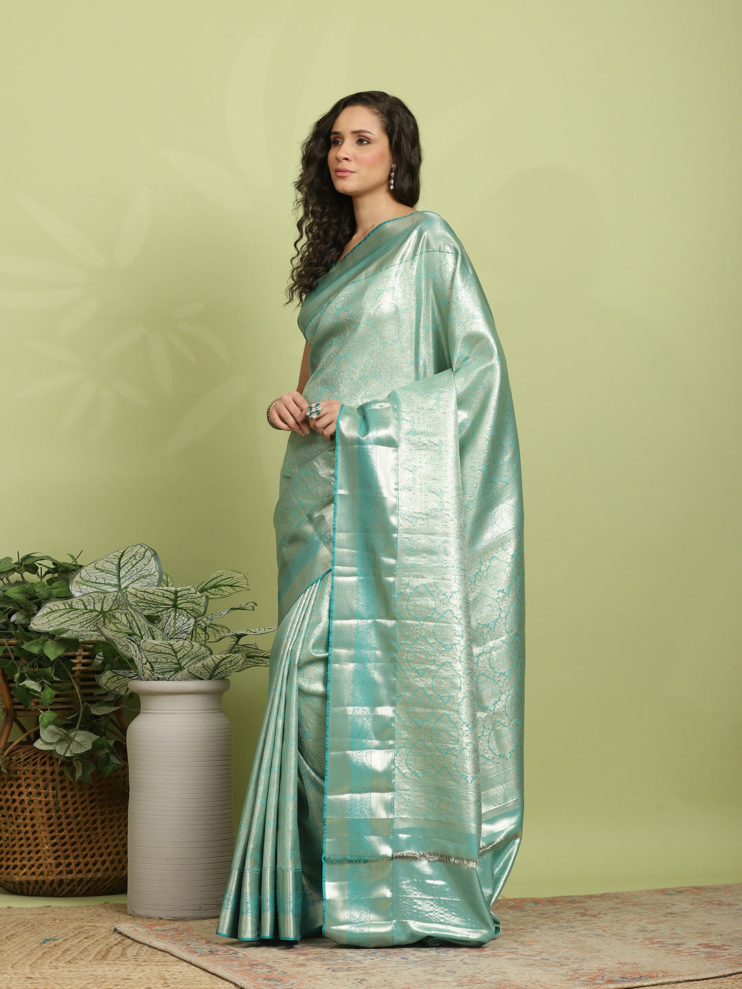 Green Woven Design Art Silk Saree