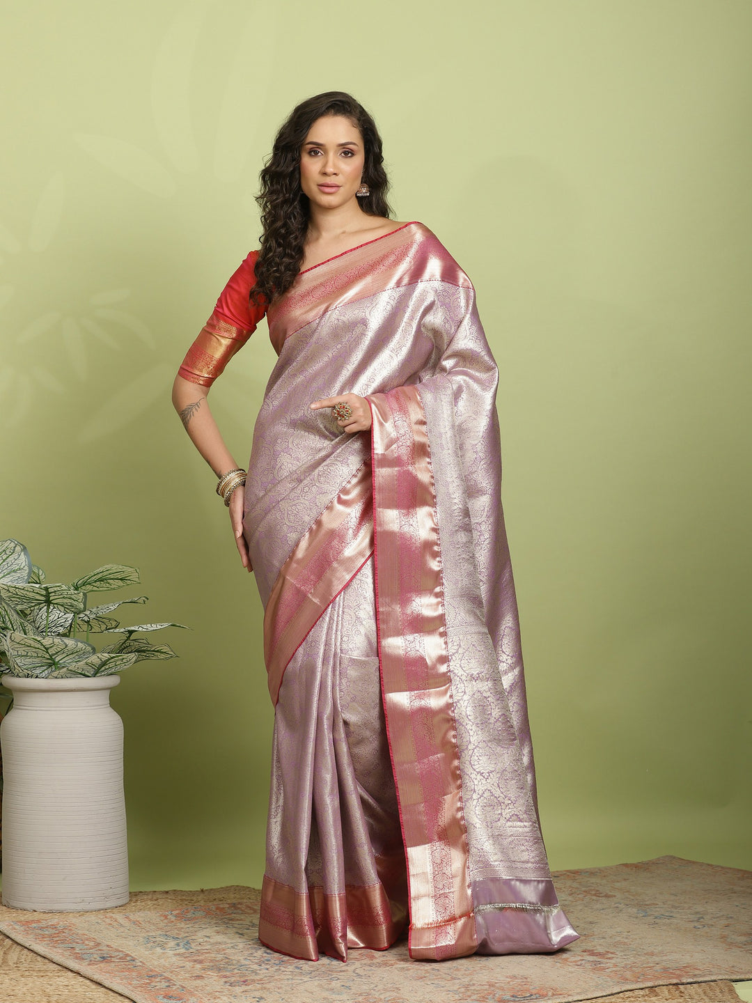 Lavender Woven Design Art Silk Saree