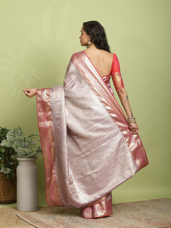Lavender Woven Design Art Silk Saree