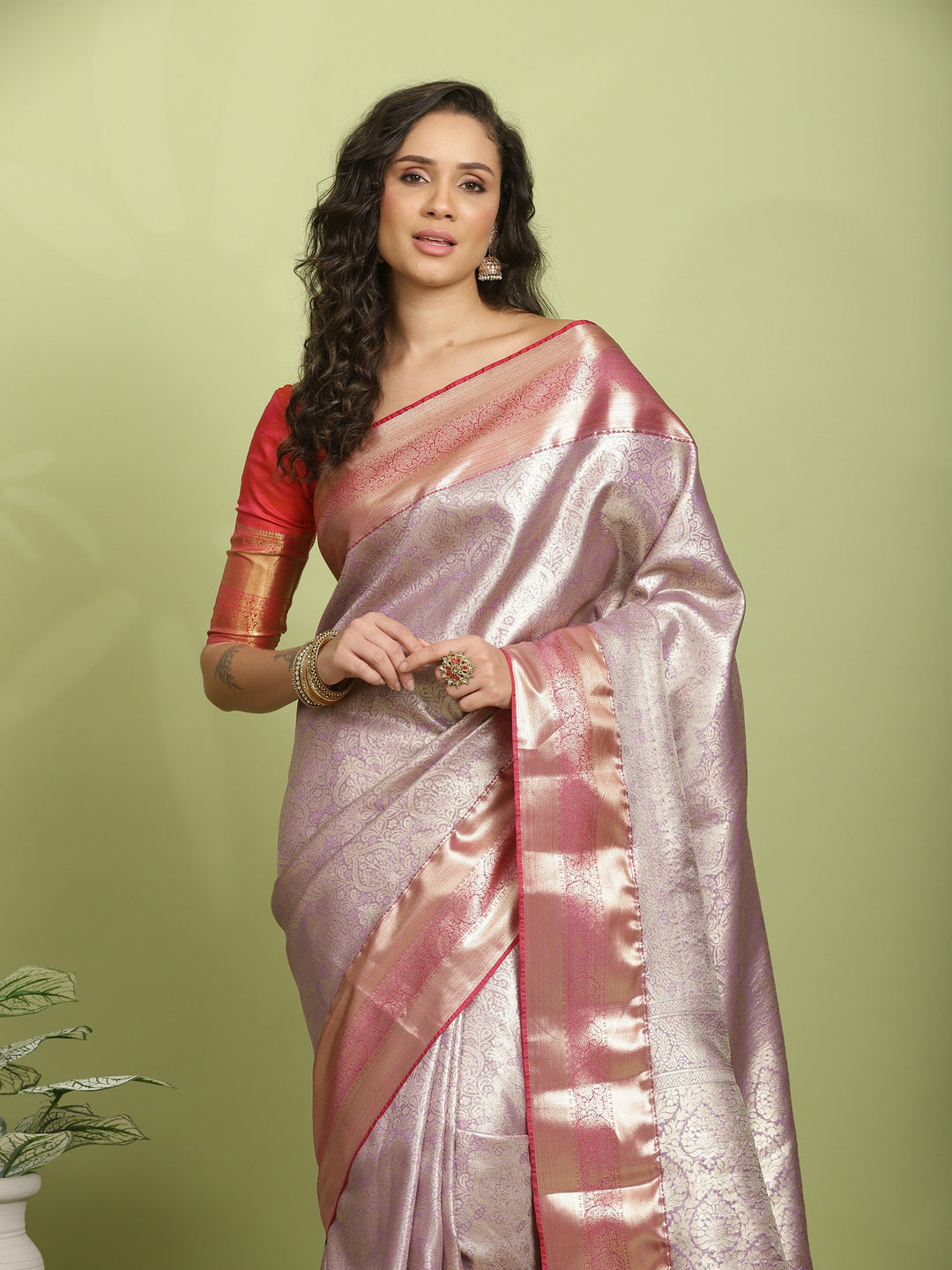 Lavender Woven Design Art Silk Saree