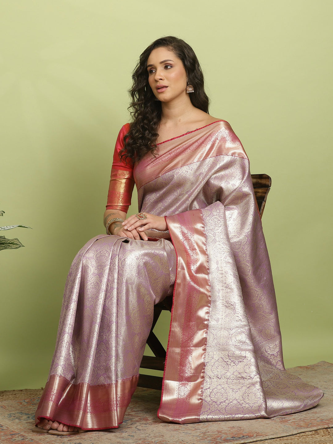 Lavender Woven Design Art Silk Saree