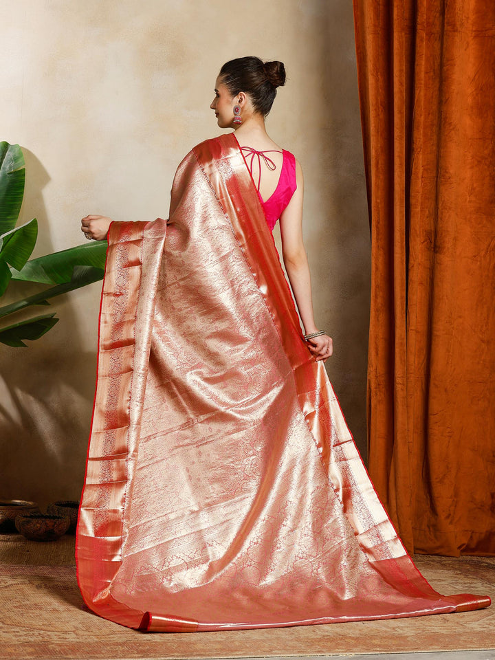 Pink Kalamkari Woven Design Art Silk Saree
