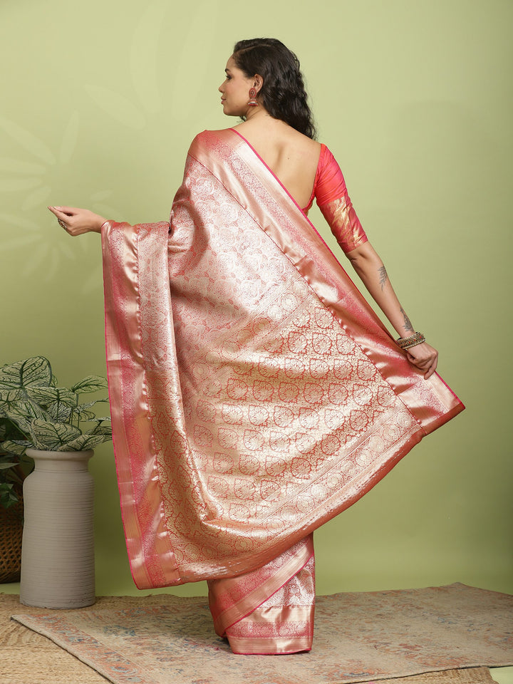 Rust Woven Design Art Silk Saree