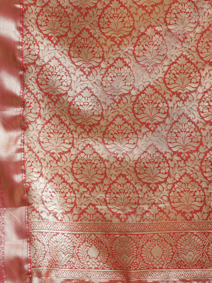 Rust Woven Design Art Silk Saree