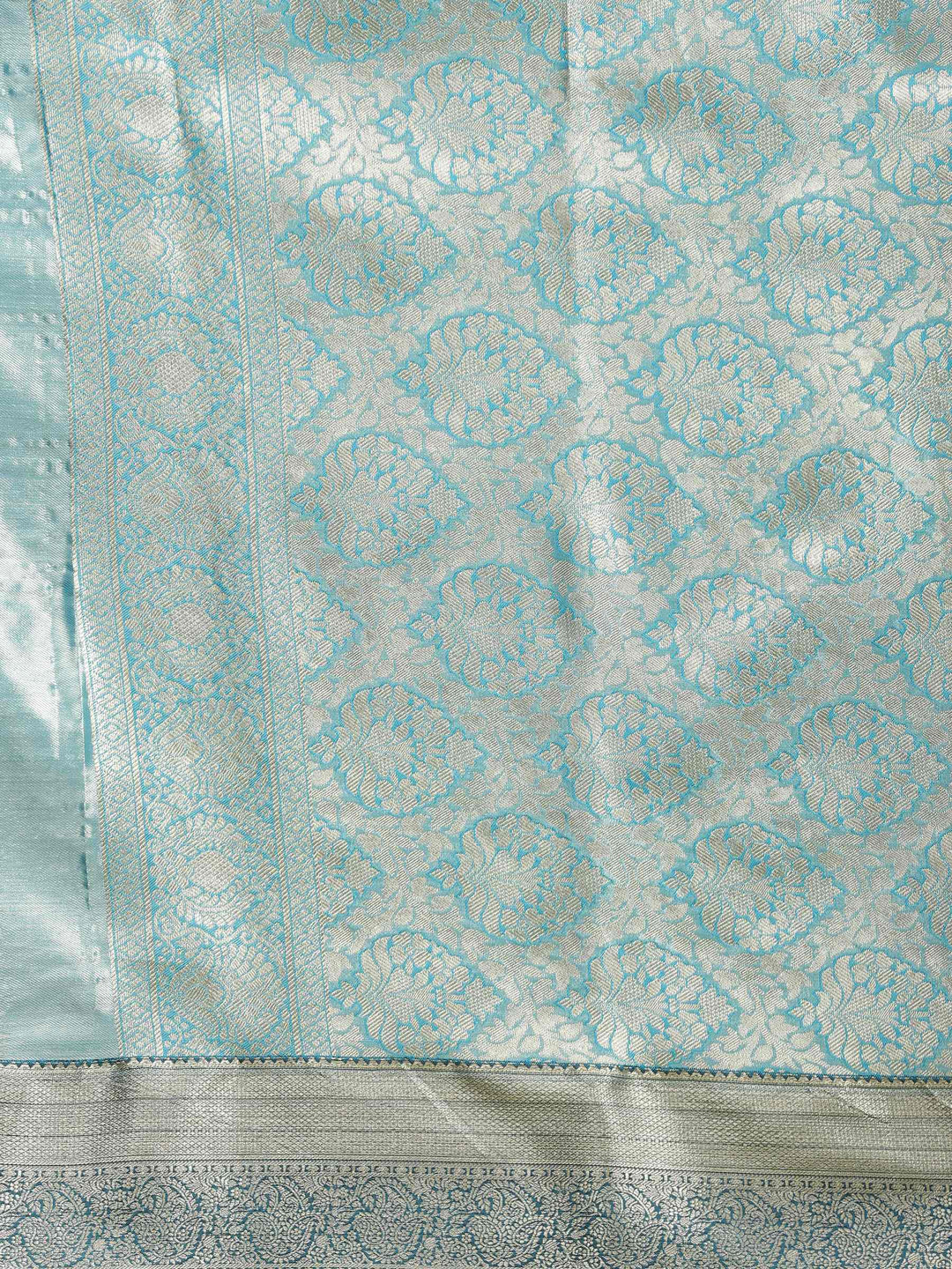 Teal Blue Woven Design Art Silk Saree