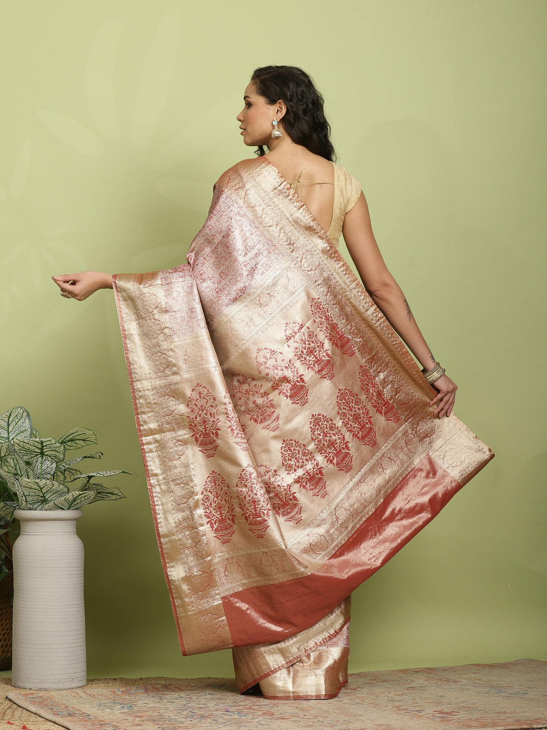Brown Woven Design Art Silk Saree