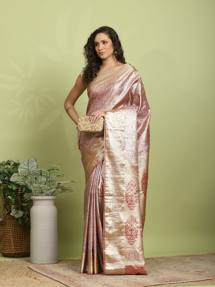 Brown Woven Design Art Silk Saree