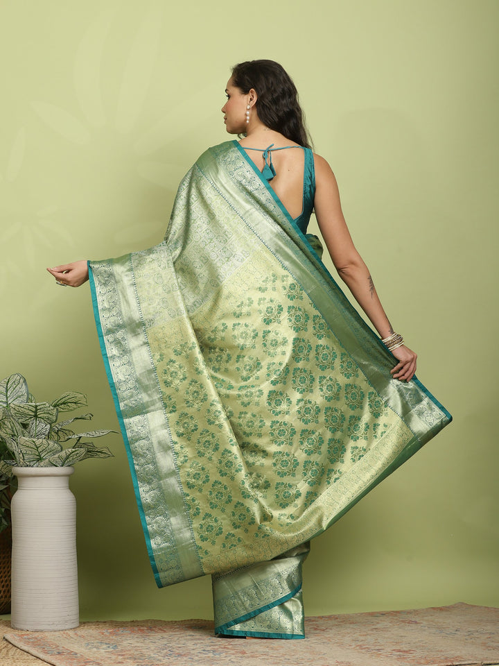Green Woven Design Art Silk Saree