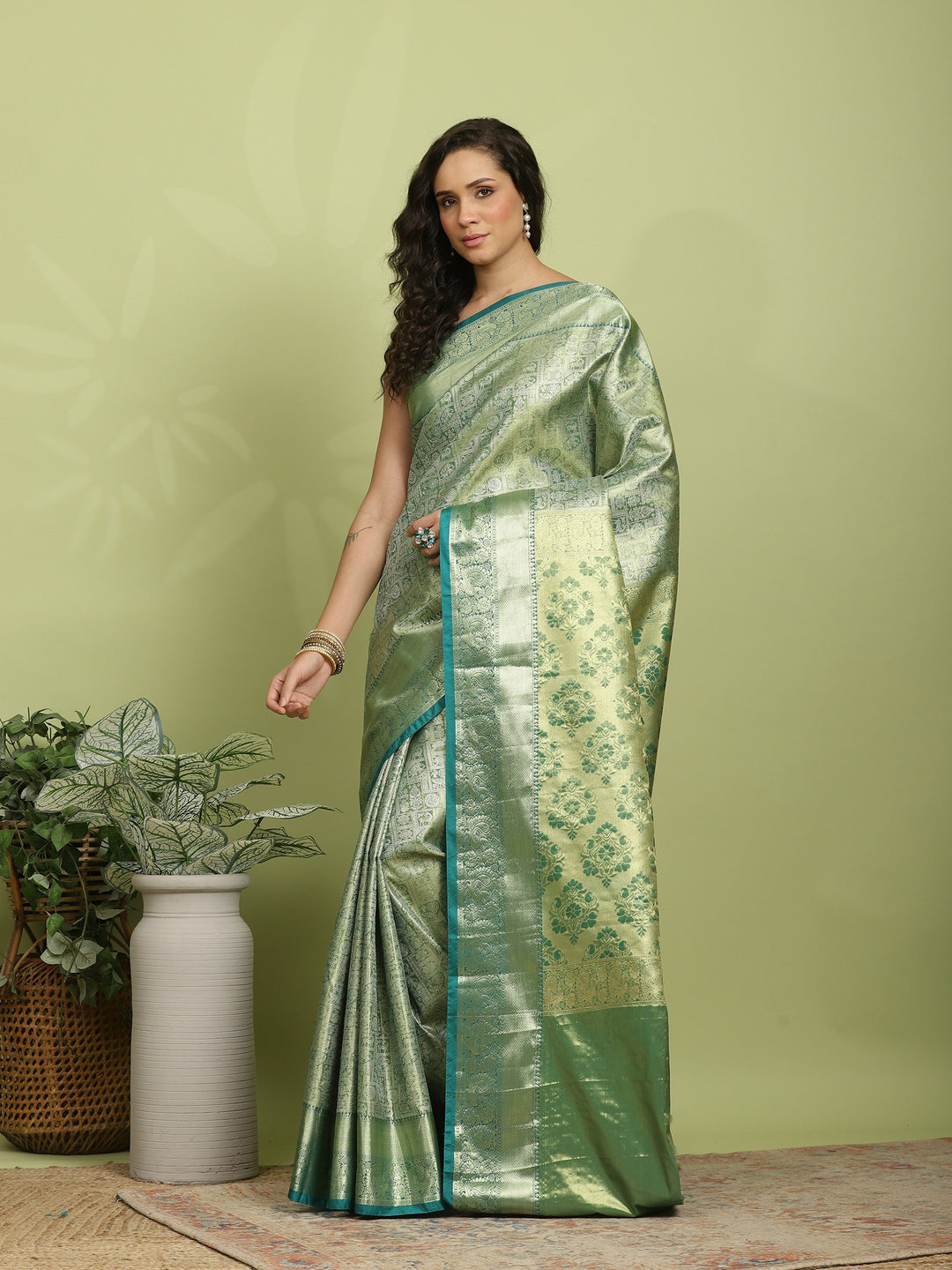 Green Woven Design Art Silk Saree