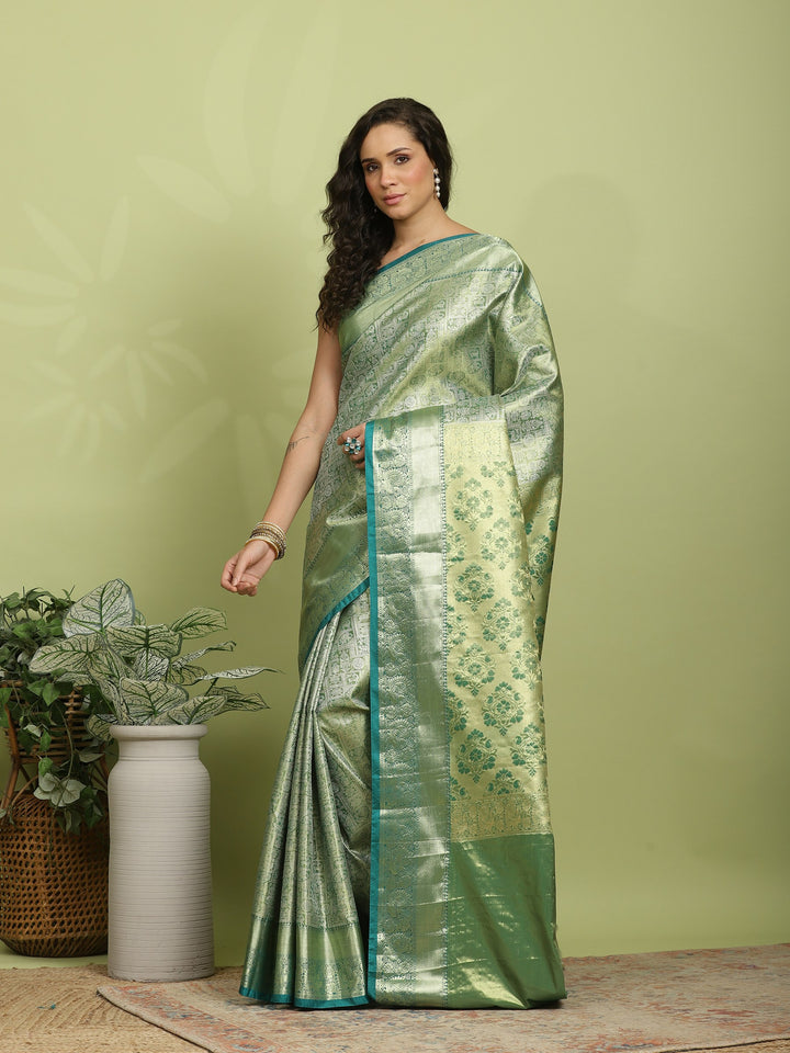 Green Woven Design Art Silk Saree