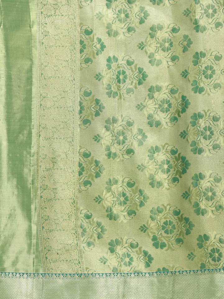 Green Woven Design Art Silk Saree