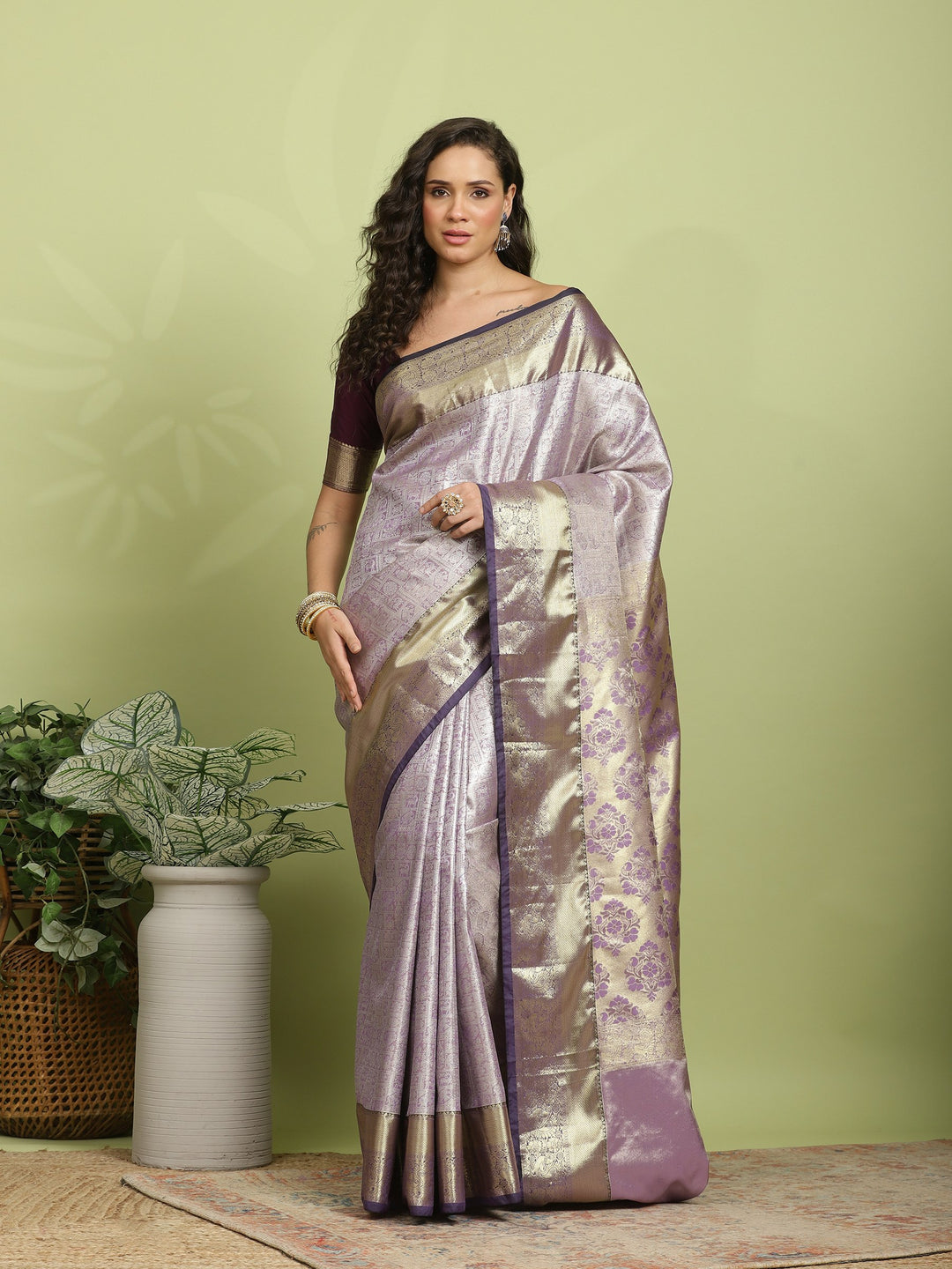 Purple Woven Design Art Silk Saree