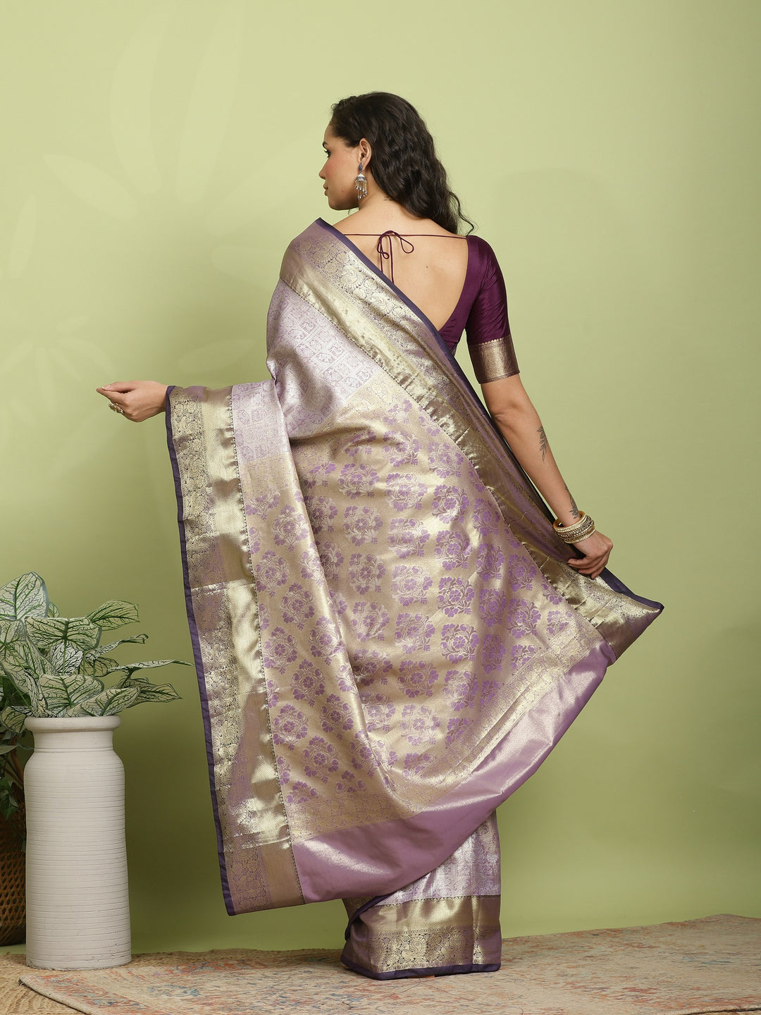 Purple Woven Design Art Silk Saree