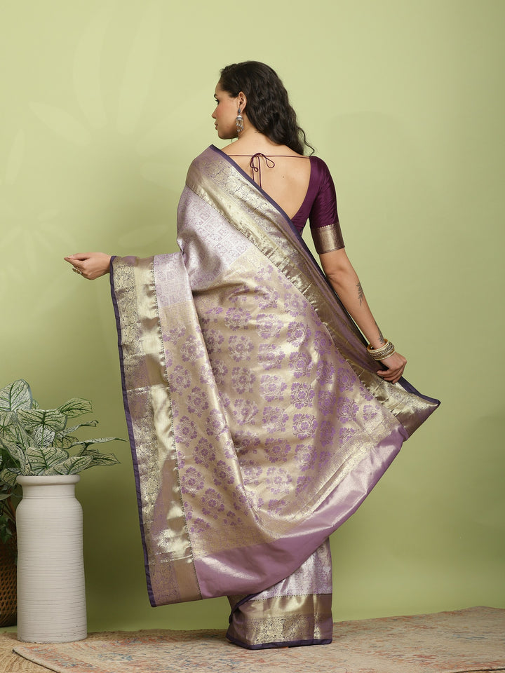 Purple Woven Design Art Silk Saree
