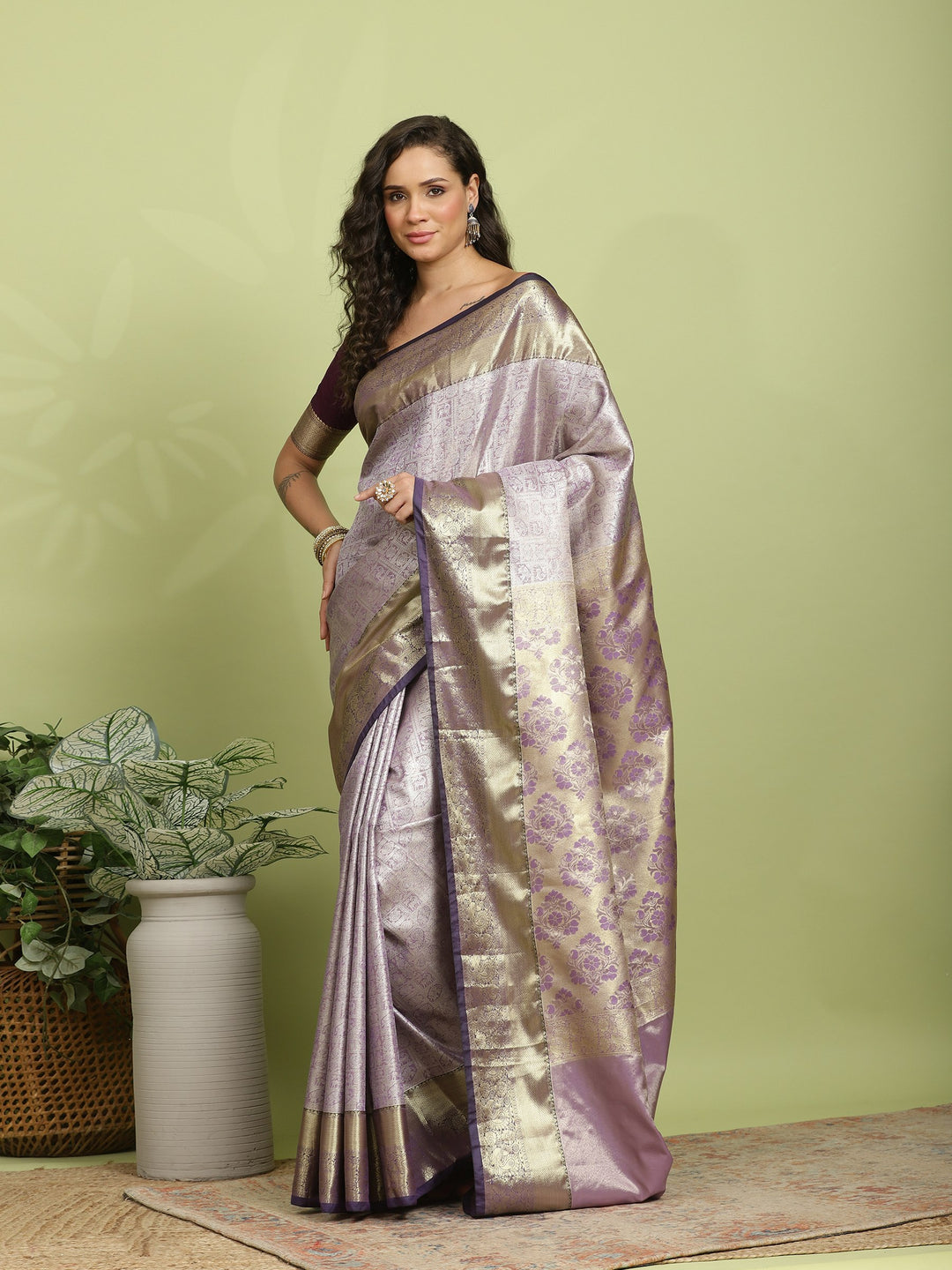 Purple Woven Design Art Silk Saree