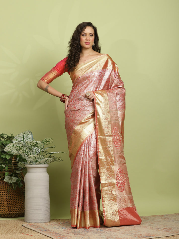 Rust Woven Design Art Silk Saree