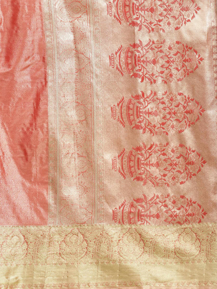 Rust Woven Design Art Silk Saree