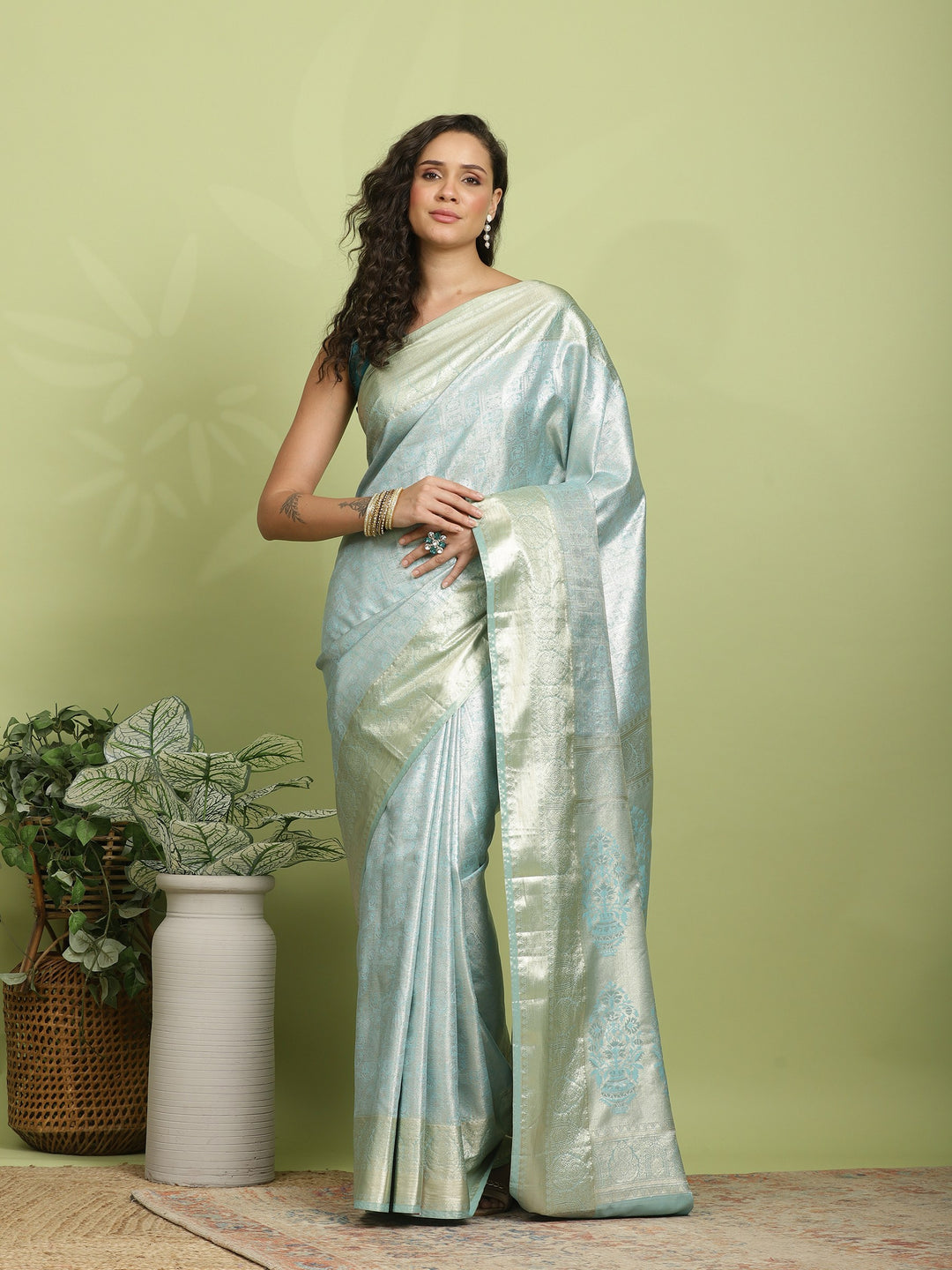 Sea Green Woven Design Art Silk Saree