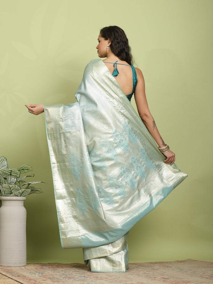 Sea Green Woven Design Art Silk Saree