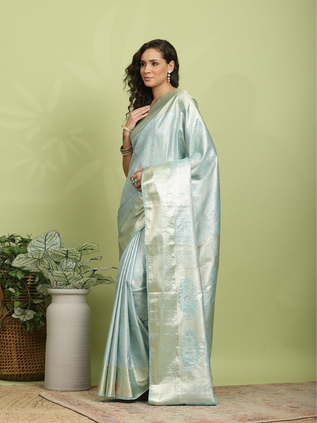 Sea Green Woven Design Art Silk Saree