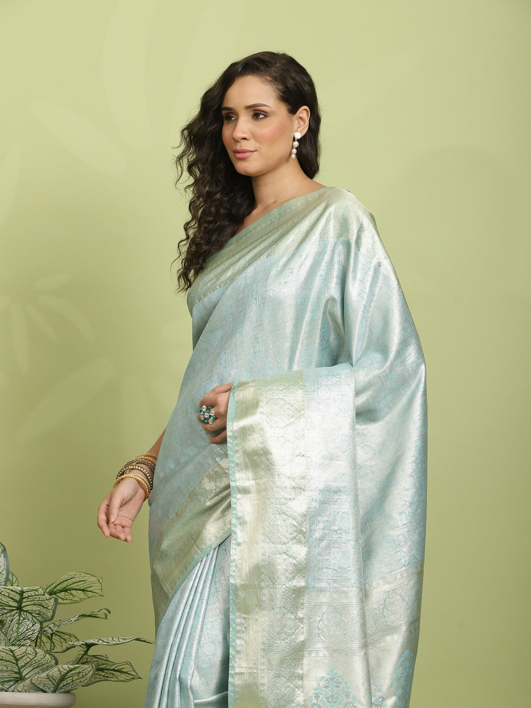 Sea Green Woven Design Art Silk Saree