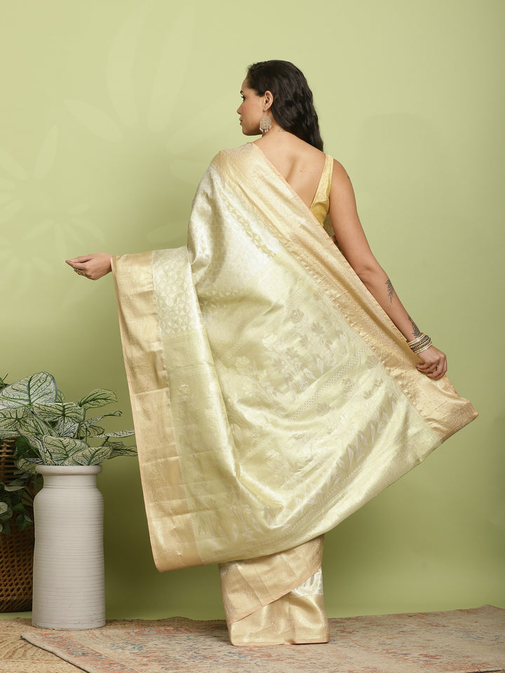 Beige Woven Design Art Silk Saree
