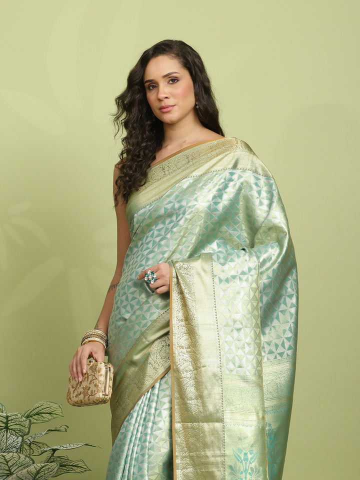 Green Woven Design Art Silk Saree