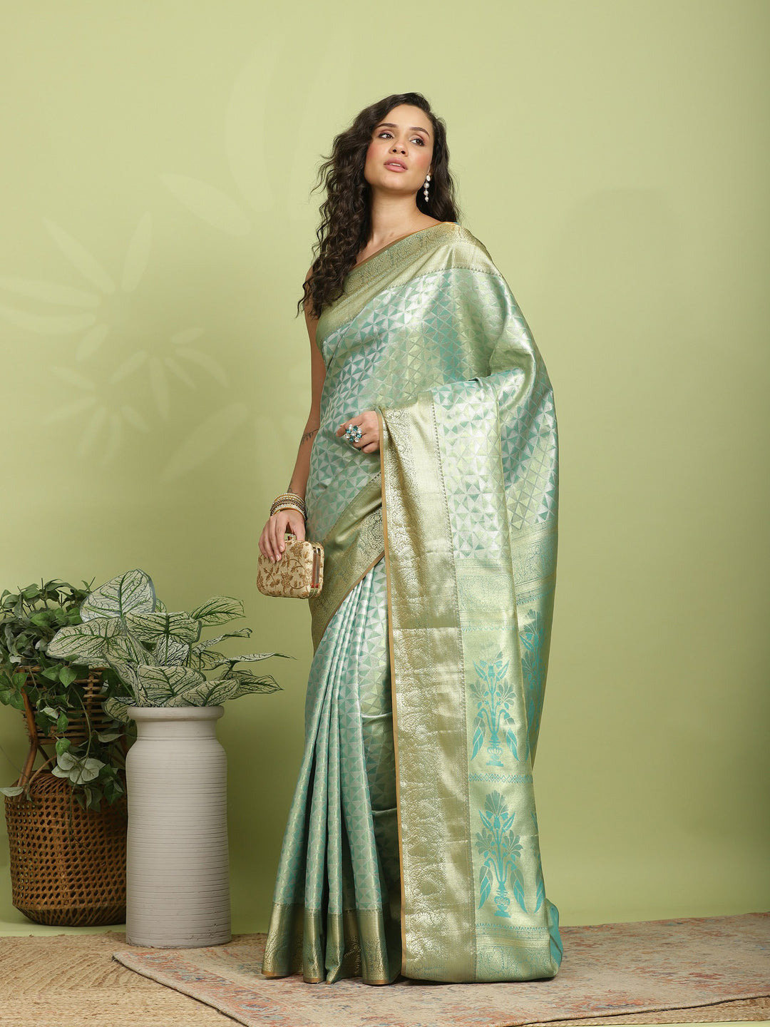 Green Woven Design Art Silk Saree