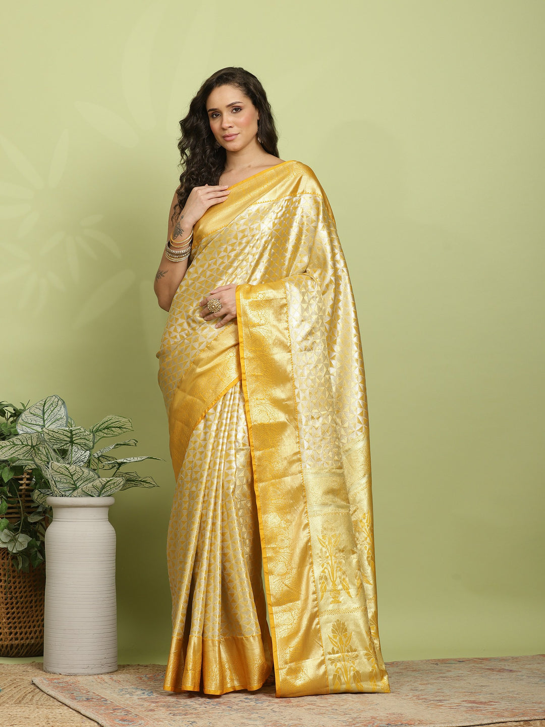 Mustard Woven Design Art Silk Saree