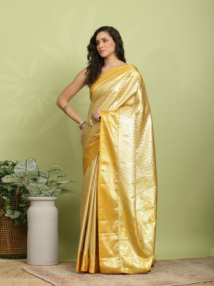 Mustard Woven Design Art Silk Saree