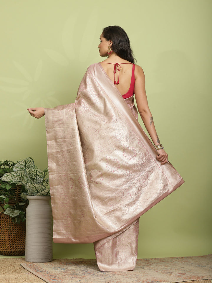 Dull Pink Woven Design Art Silk Saree