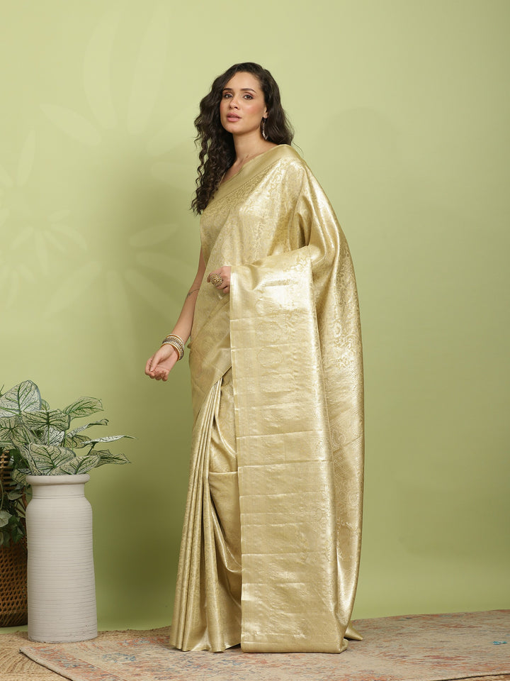 Beige Woven Design Art Silk Saree
