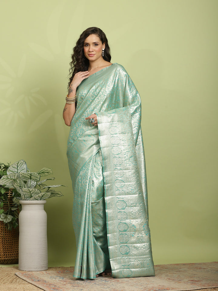 Green Woven Design Art Silk Saree