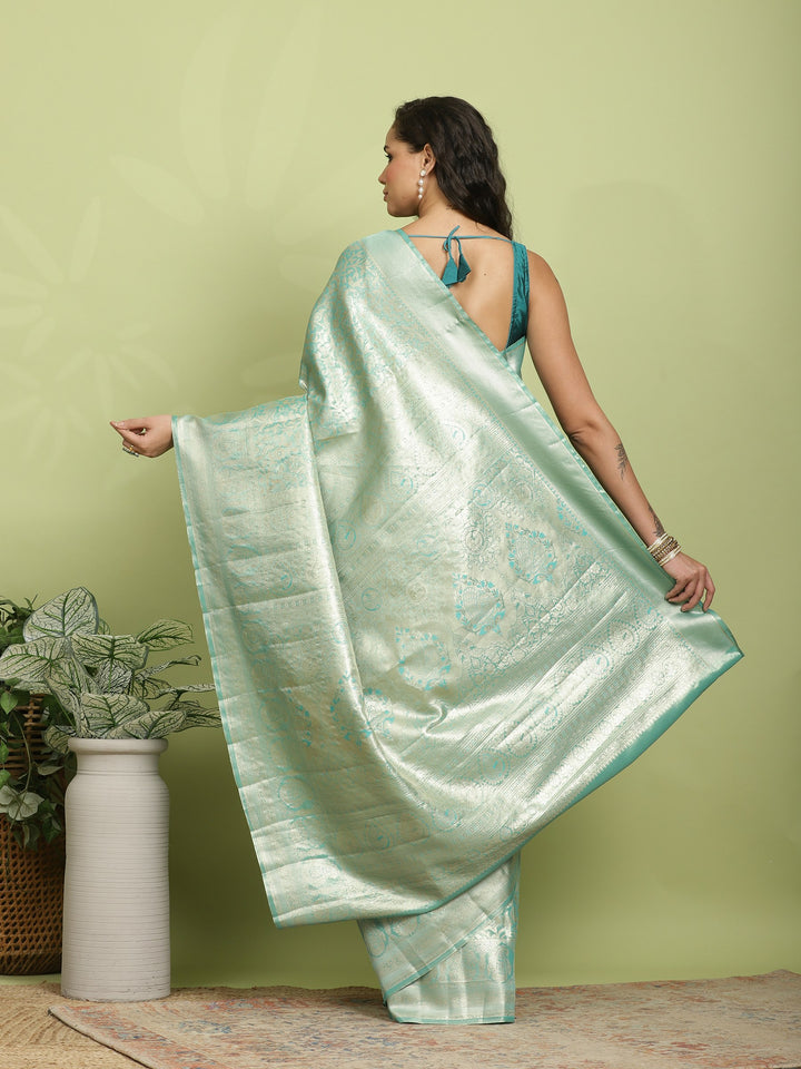 Green Woven Design Art Silk Saree