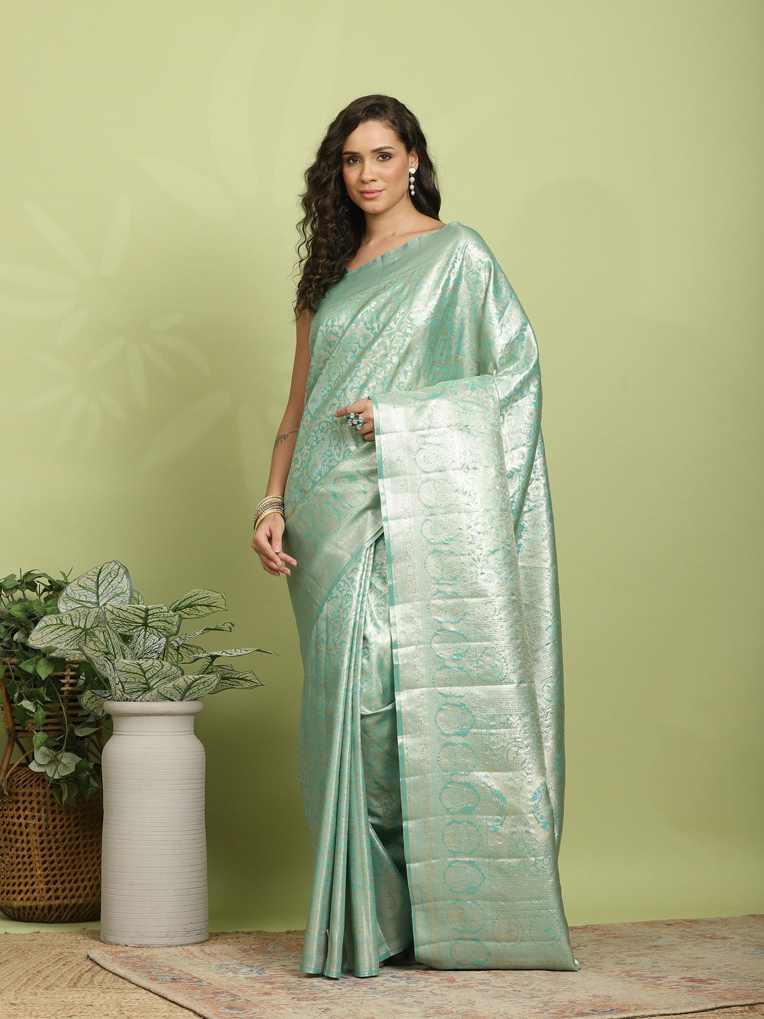 Green Woven Design Art Silk Saree
